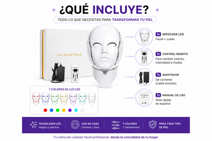 Máscara LED Facial + Cuello 7 Colores
