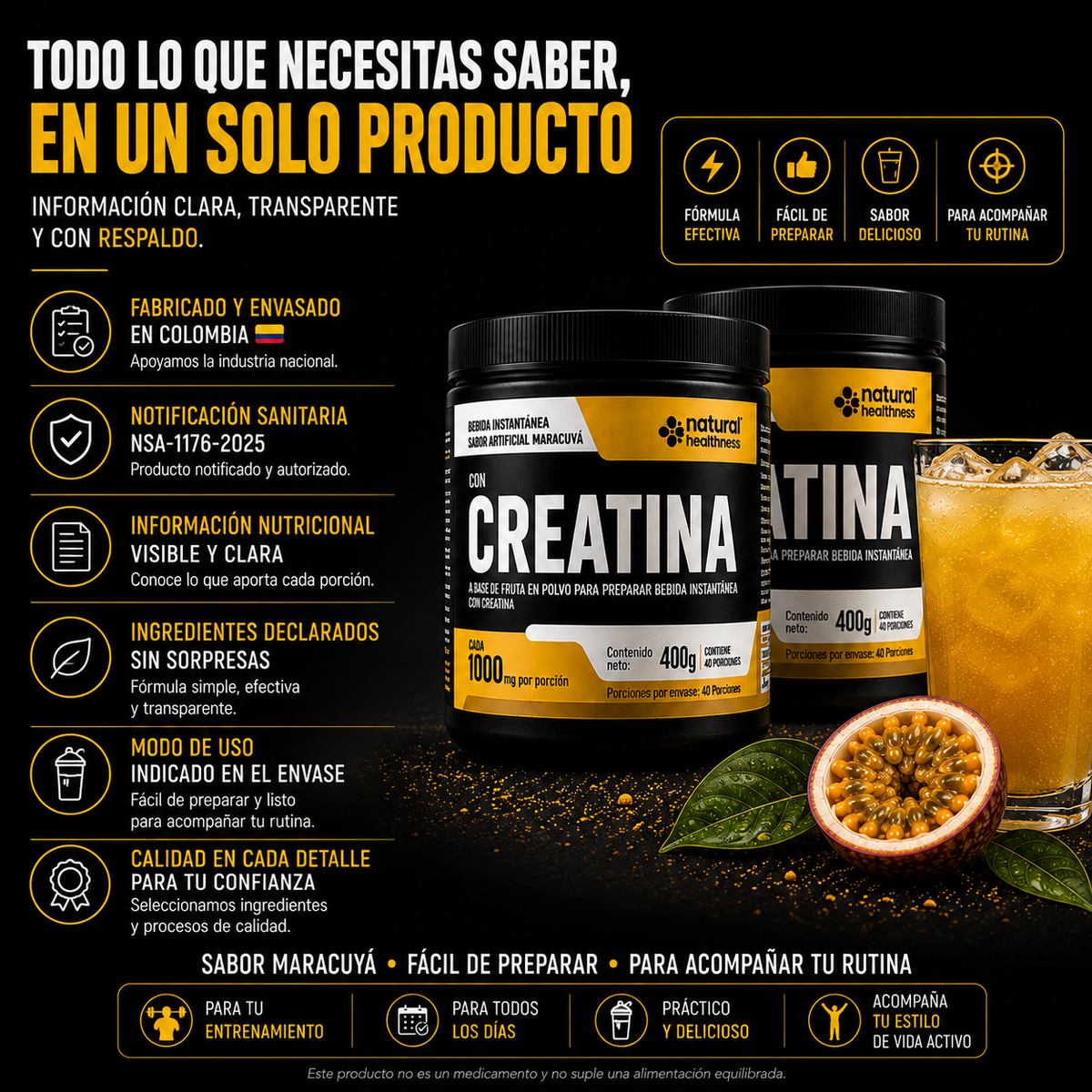 Combo 2 UND. Creatina sabor Maracuya