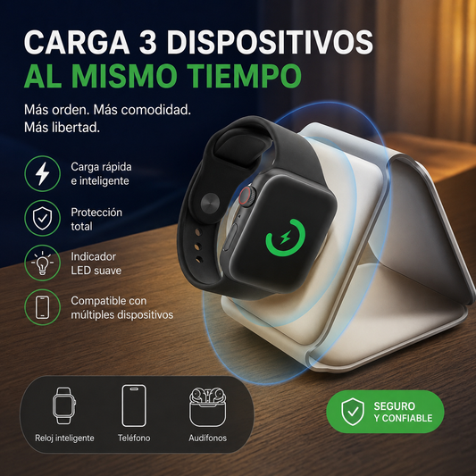Cargador Inalámbrico Plegable 3 En 1