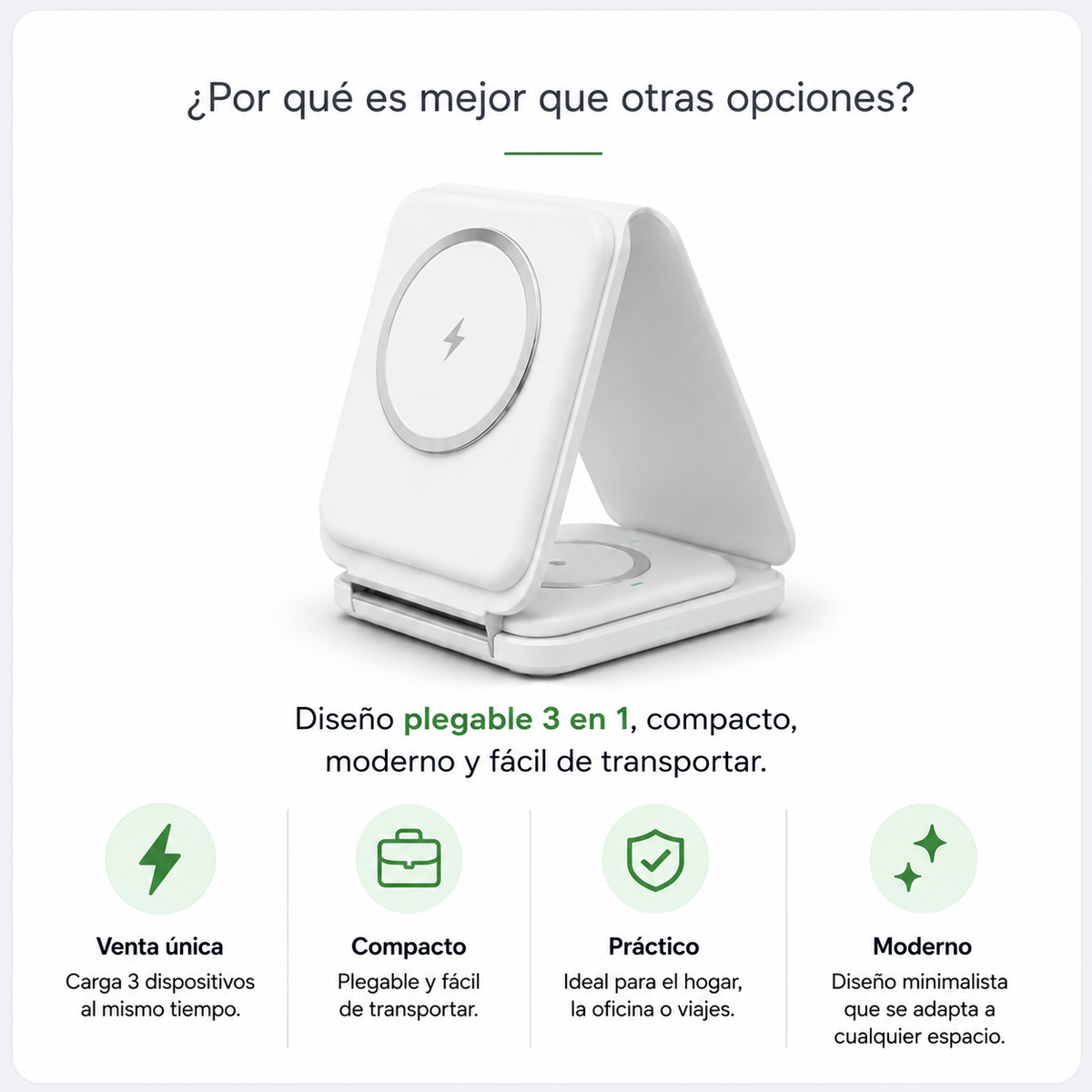 Cargador Inalámbrico Plegable 3 En 1