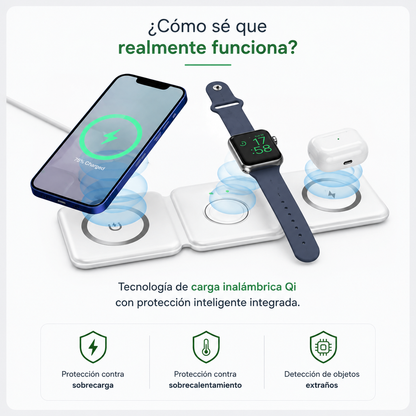 Cargador Inalámbrico Plegable 3 En 1