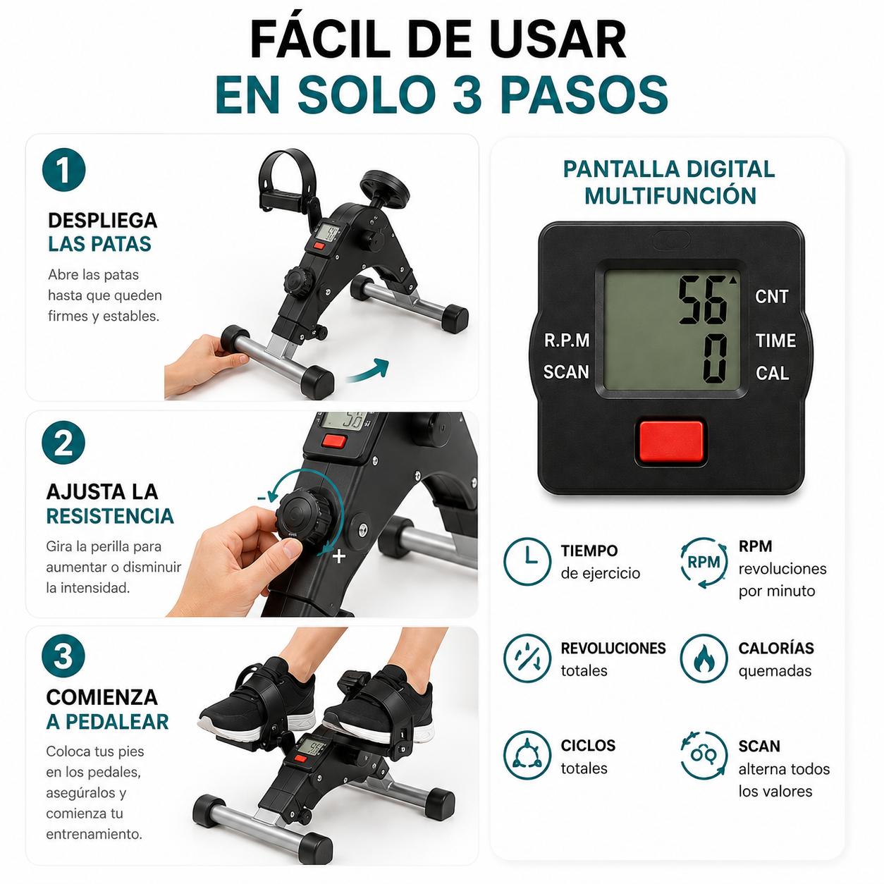 MiniBicicleta Estatica Ejercitador Pedal
