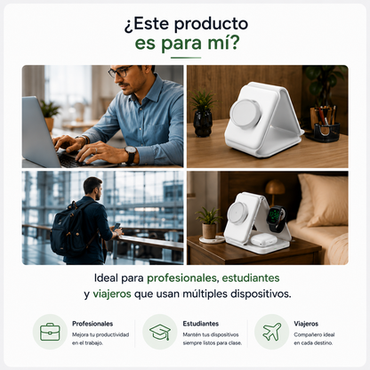 Cargador Inalámbrico Plegable 3 En 1