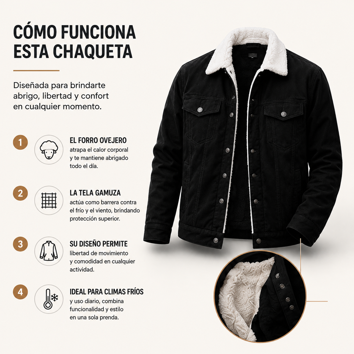 Chaqueta Gamuza Ovejera Hombre