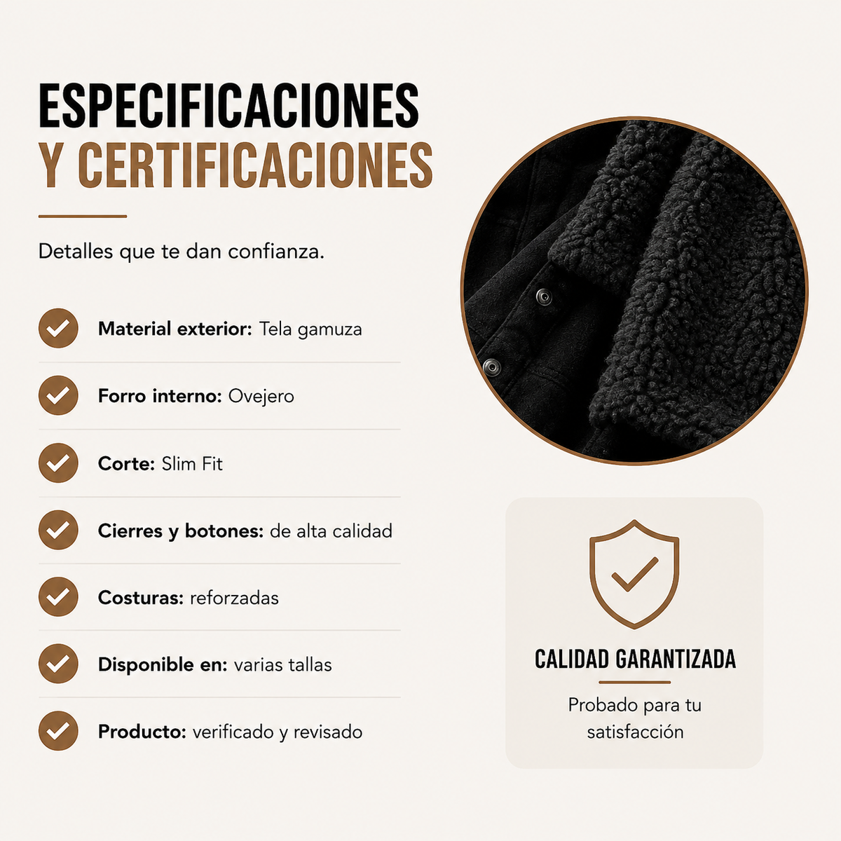Chaqueta Gamuza Ovejera Hombre