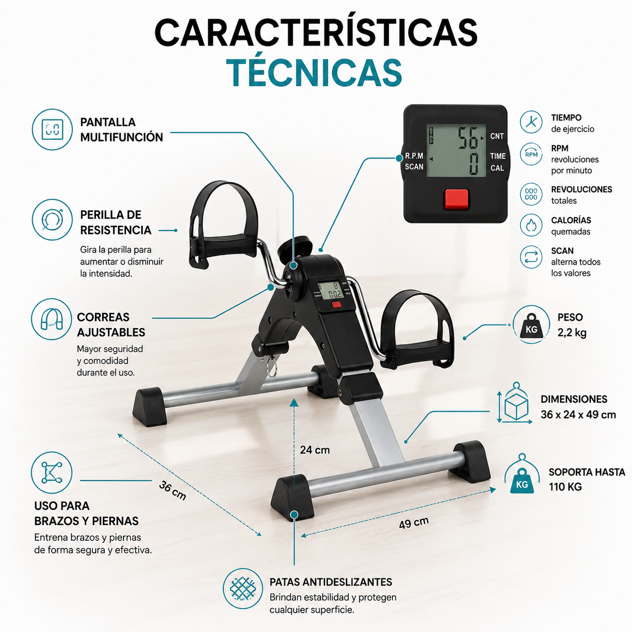 MiniBicicleta Estatica Ejercitador Pedal