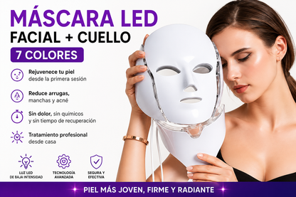 Máscara LED Facial + Cuello 7 Colores