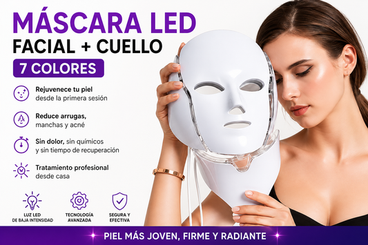 Máscara LED Facial + Cuello 7 Colores