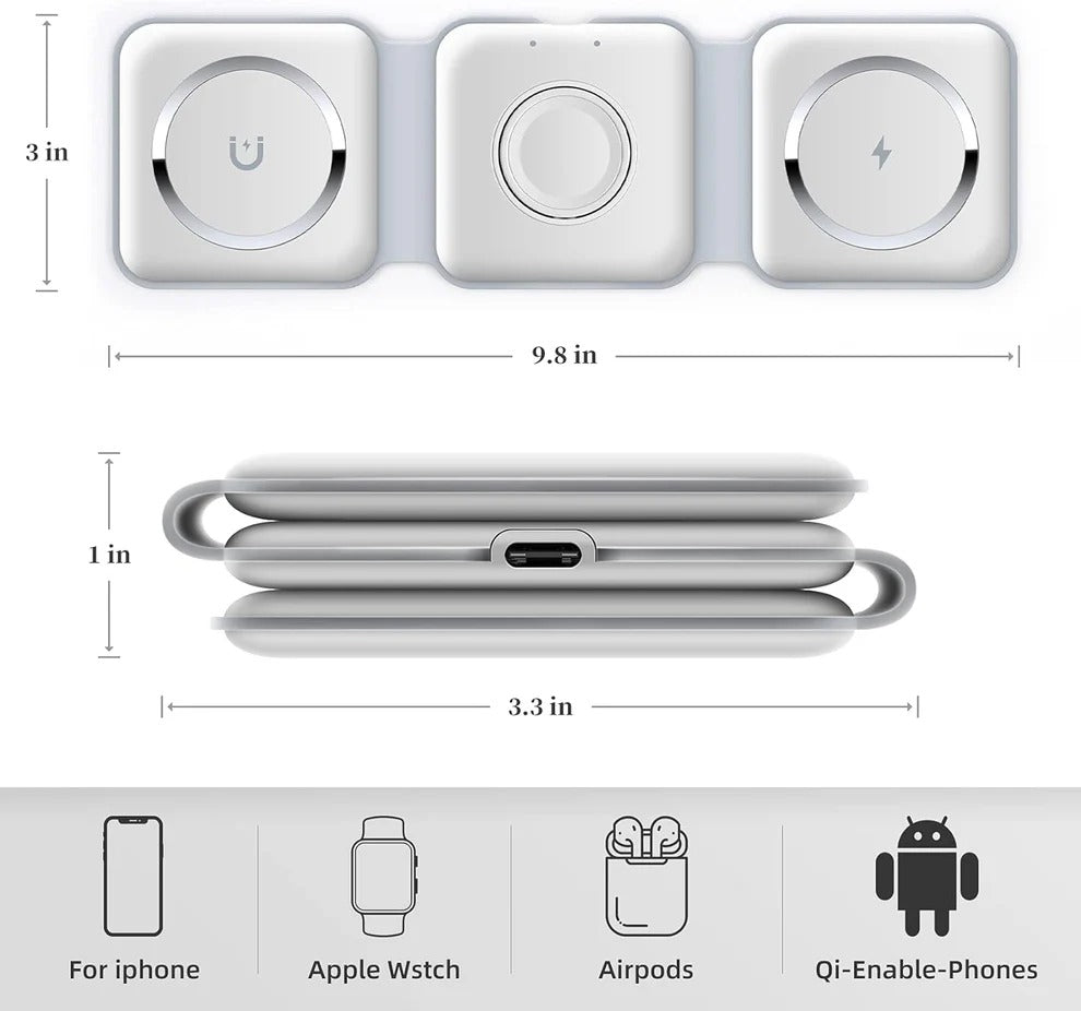 Cargador Inalámbrico Plegable 3 En 1