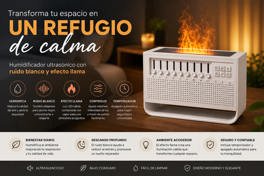 Humidificador con Ruido Blanco y Efecto Llama