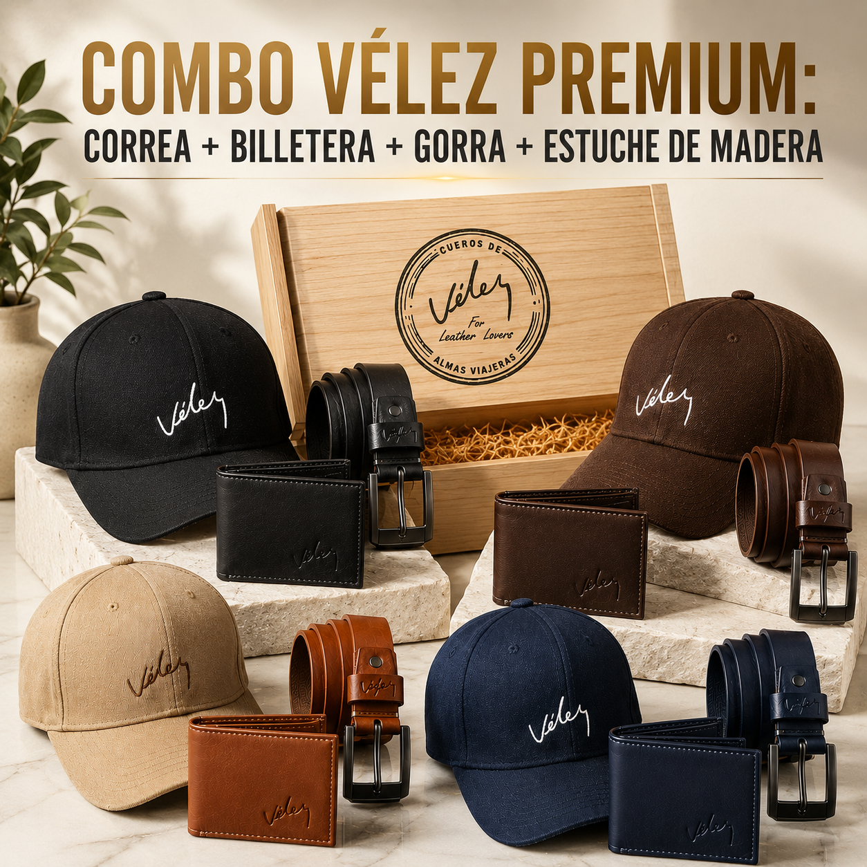 Combo Vélez Premium: Gorra + Correa + Billetera