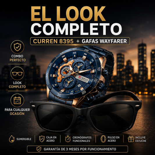 Combo Reloj Curren más Gafas Wayfarer